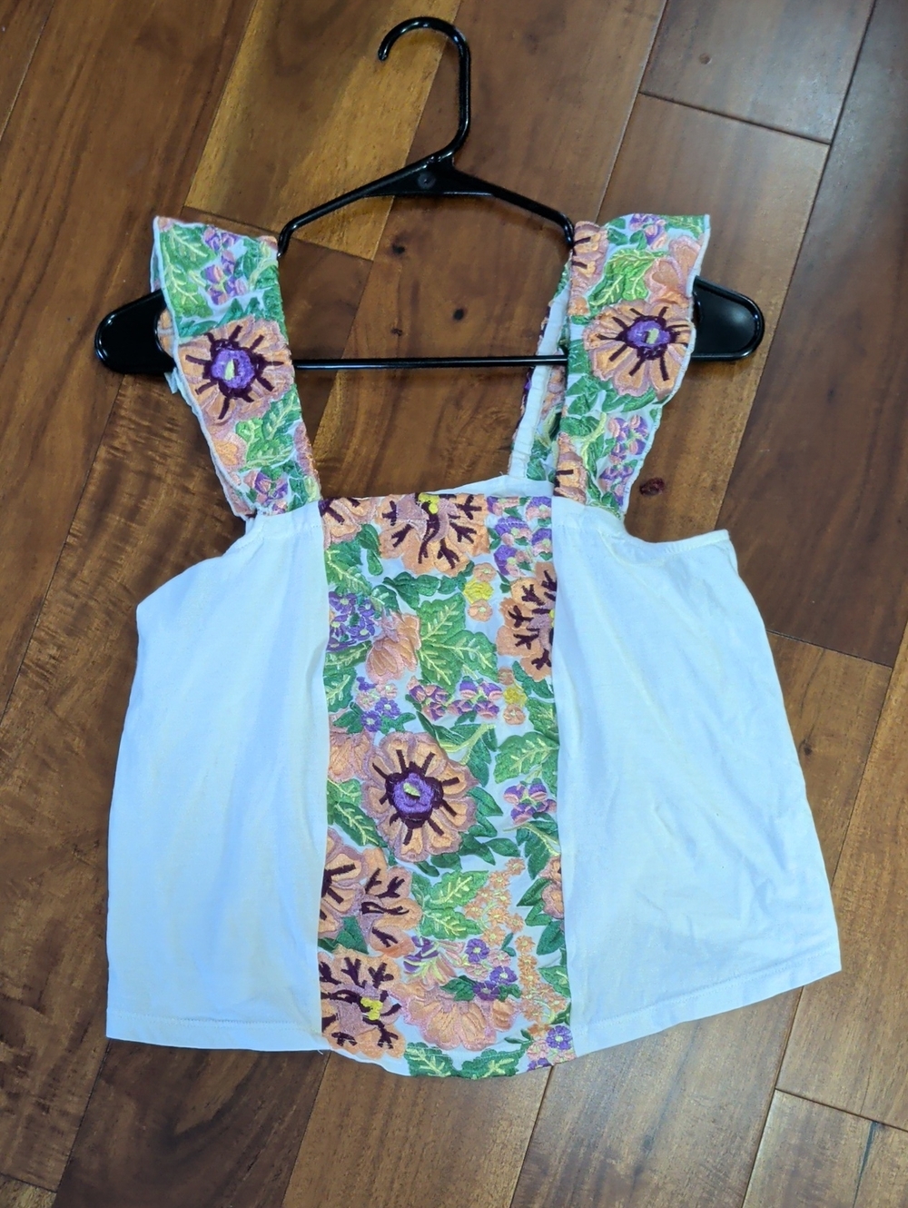 Anthropologie Tiny Embroidered Floral Strap White Women’s Tank Top XS